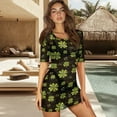 thumbnail image 4 of FKELYI Women's Swimsuit Cover Up Chiffon Fabric Bathing Suit Cover Ups St.Patrick Shamrock Leaf Love Print Breathable Coverup Half Sleeve Beachwear Dress for Summer Vacation Party, M, 4 of 6