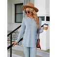 thumbnail image 6 of Women'S Round Neck Long Sleeve Tops, Autumn and Winter 2025 Loose Button Down Blouses Light Blue XXL, 6 of 8