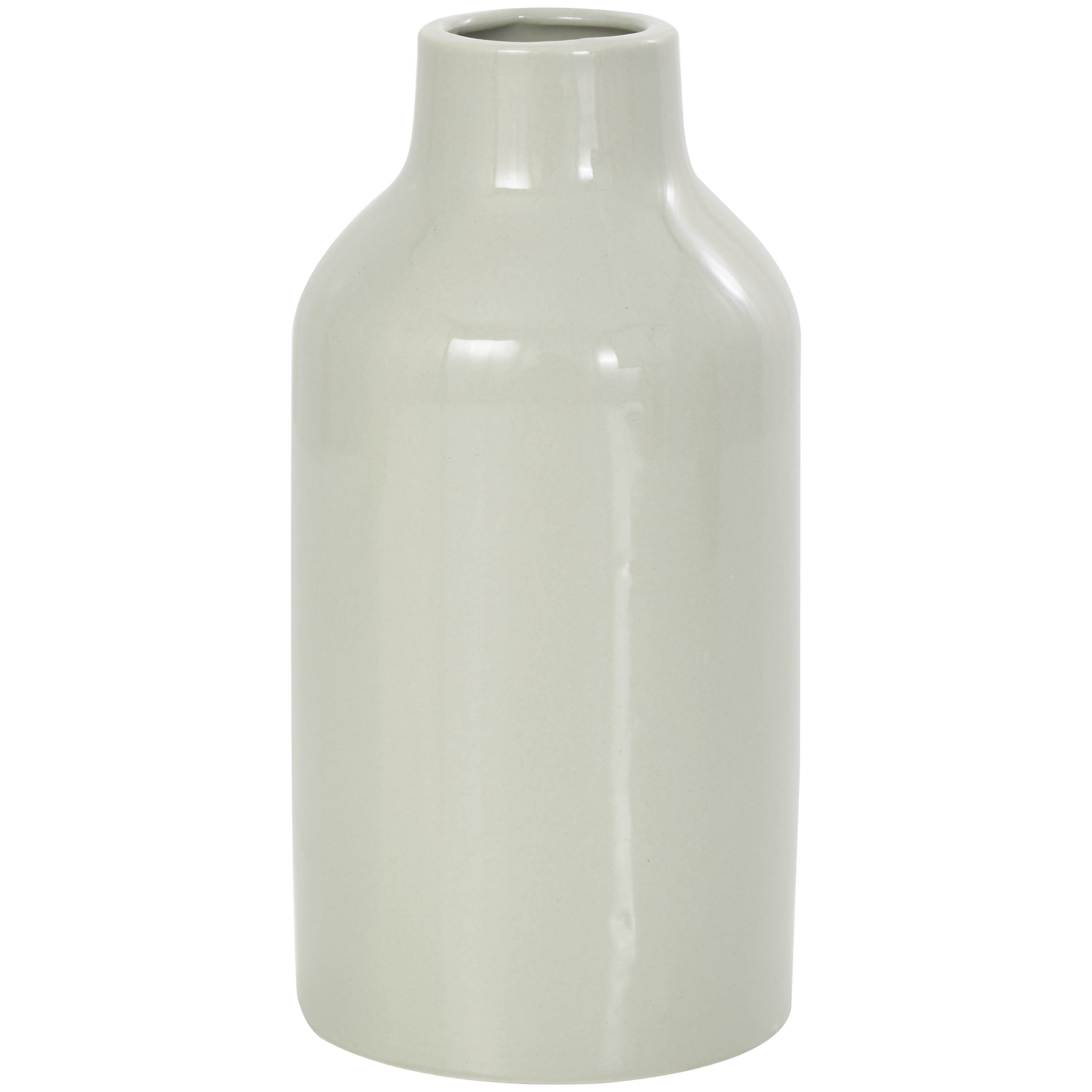 DecMode 5"W, 8"H Minimalistic Rounded Green Ceramic Vase with Varying Shapes, Set of 3