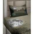thumbnail image 3 of Ambesonne Gothic Fitted & Top Sheet Set with Sham, Old Village and Grave, Beige Green, 3 of 5