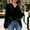 Black, variant on Women's Velvet Blouses Elegant Cowl Neck Stretchy Slimming Shirts Trendy Evening Holiday Party Tops Plus Sized Blouses Dressy Casual Long Sleeve Shirts Tunic Tops Baisc Tee Shirts Black L