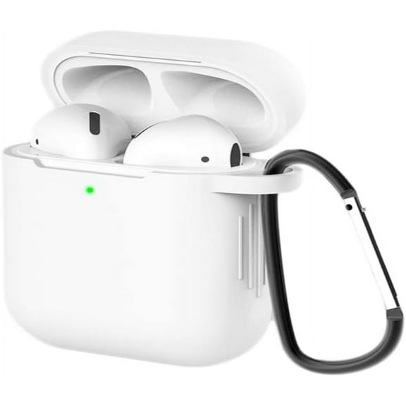 Silicone Case Cover for Airpods 3rd Gen with Carabiner,Protective Soft TPU Skin Case Waterproof Shockproof Cover [Front LED Visible] Compatible with Apple AirPods 3rd(White)