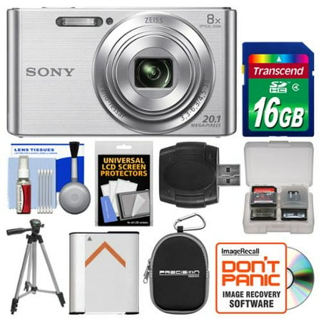 Sony Cyber-Shot DSC-W830 Digital Camera (Silver) with 16GB Card + Case + Battery + Tripod + Accessory Kit
