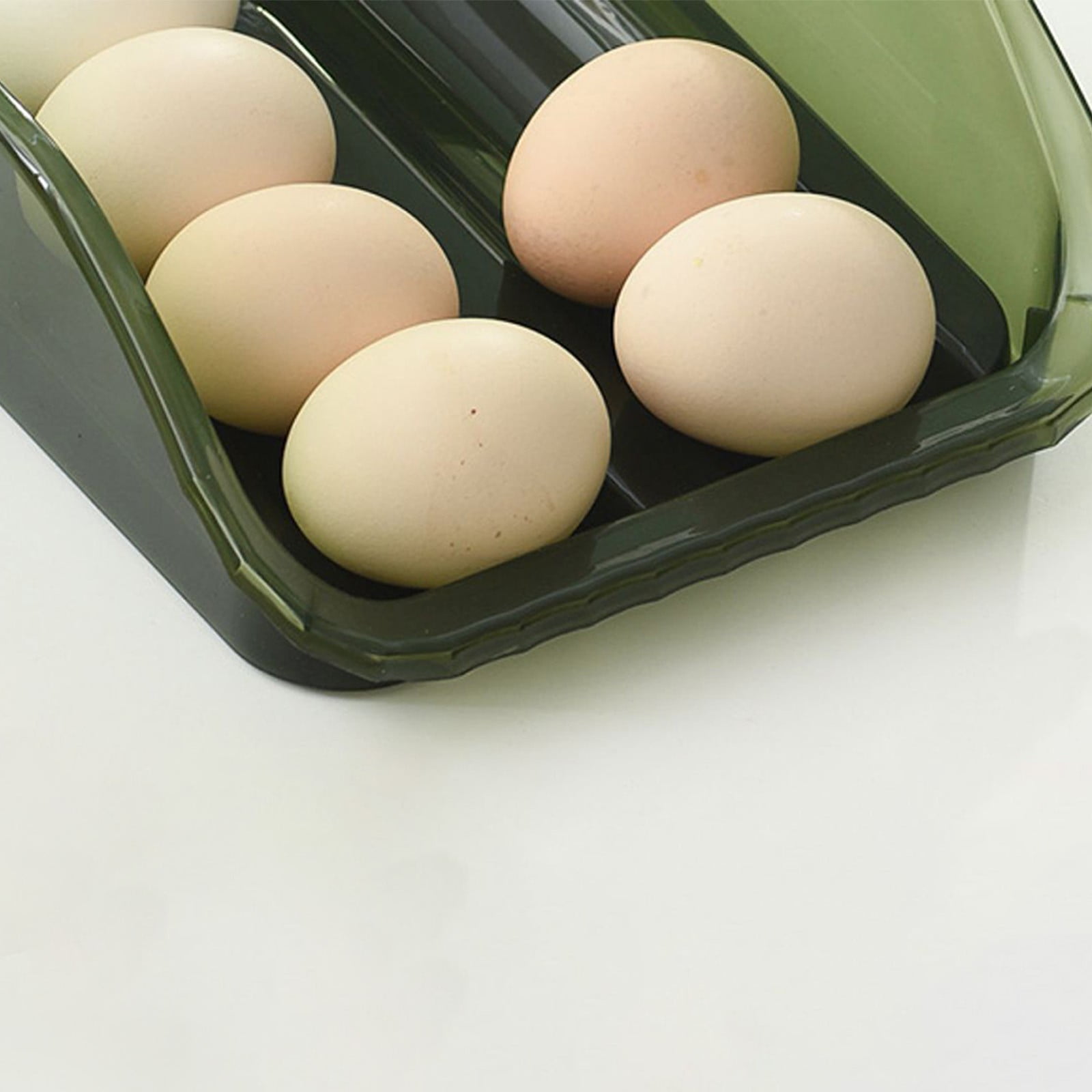 Plastic Storage Bins with Lids - 2-Layer Auto Rolling Egg Organizer for Refrigerator, Clear Stackable Tray Holds 24 Eggs