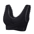 thumbnail image 1 of Gibobby Brasier Deportivo con Cierre Frontal Sujetador deportivo ajustable Super Gather con aros para mujer(Negro,3X-Grande), 1 of 4