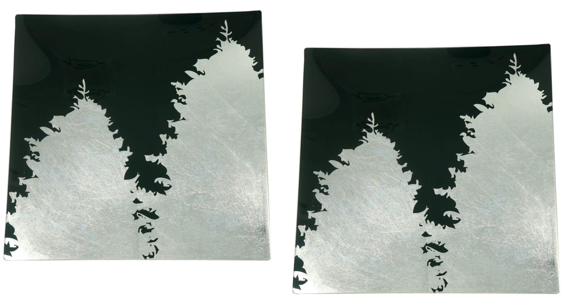 2 Pack Details about   Glass Square Plate Holiday Dishware Decoration By Silver And Green 