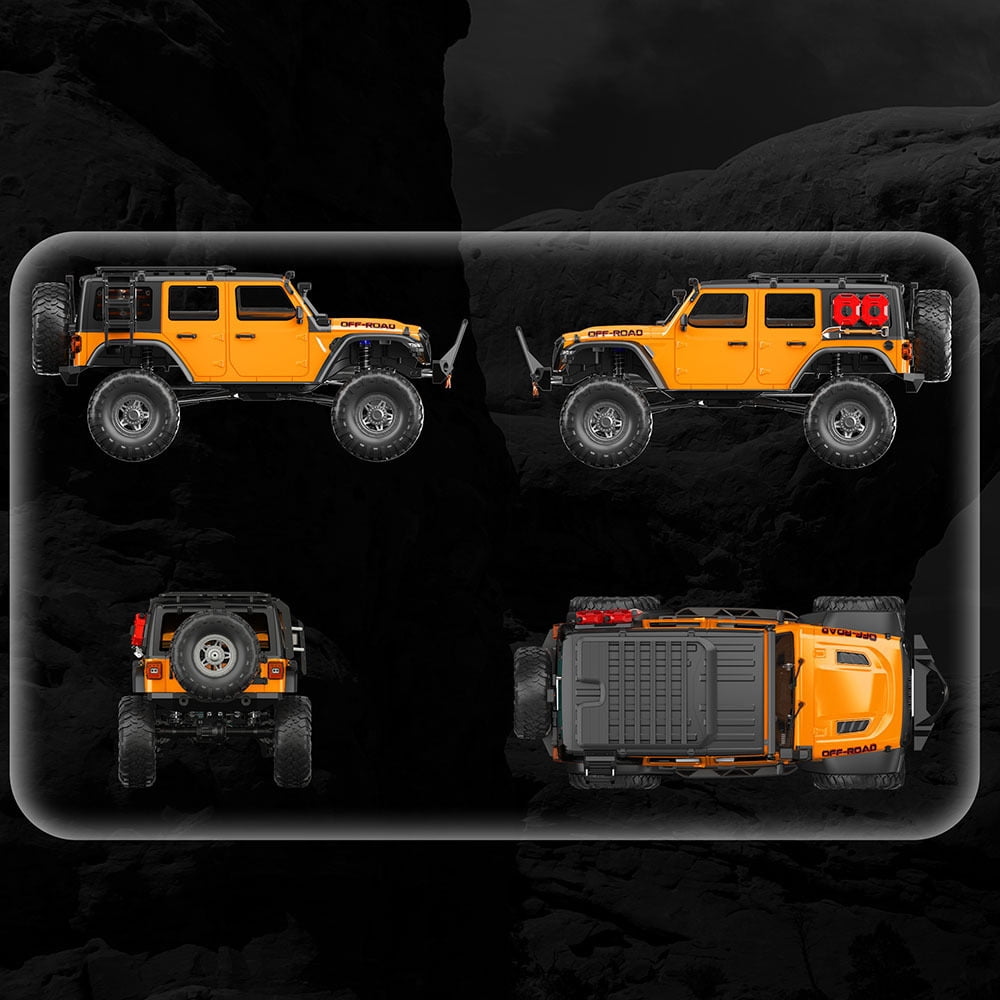 Remote  car,1 10 Scale Led 3 Batteries 10 Scale Crawler With Led 3 Off-road Vehicle With Crawler Off-road Vehicle 3 Batteries Car Scale Crawler Off-road Car 1 10 Fapao Orange 3 Battery
