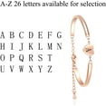 thumbnail image 2 of HSHDLDF Rose Gold Heart Initial Letter Bracelets Engraved Alphabet 26 Letters Charms Cuff Bracelet Stainless Steel Expandable Personalized Name Jewelry, 2 of 6