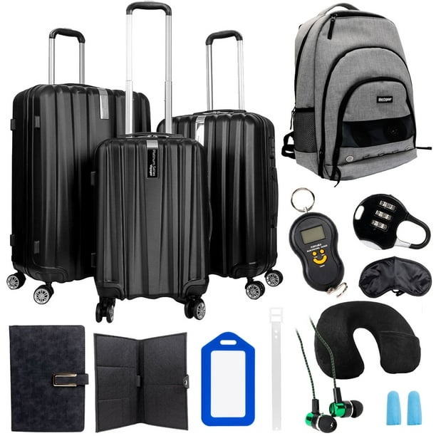 Deco Gear Travel Elite Series 3pc Luggage Set with Speaker Backpack