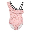 thumbnail image 4 of Uorisanigo Kids Swimsuits for Girls Cute Pig One Piece Swimwear Bathing Suit Size 13-14 Ruffle One Shoulder Beach Swimming Suit Pool Party, 4 of 7