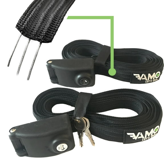 VAMO Premium Locking Tie Down Straps with Stainless Steel Cables and Silicone Buckle for Surfboard