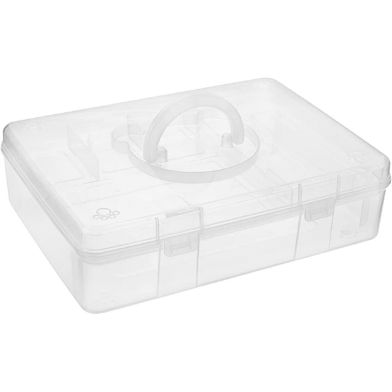 Storage Box with Removable Divided Tray Portable Clear Plastic Art Craft  Supply Organizer Stackable Home Office Supplies Storage Container for Pens