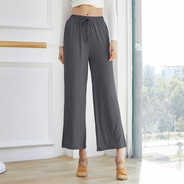 WILLBEST Pantalones de Pierna Ancha, Cintura Alta, Rectos, Para Entrenamiento de Danza Moderna, Estilo Clásico, Pantalones Casuales Para Mujer, Yoga, Elásticos, Adecuados Para Cualquier Ocasión.