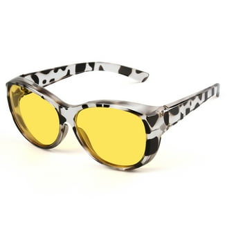 Enafad Occhiali da sole polarizzati sopra gli occhiali da sole da donna, montatura rotonda Fitover occhiali con protezione UV, Z-coffee Frame - Lente a specchio viola, M