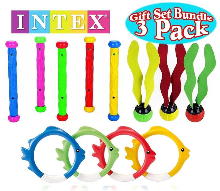 Intex Underwater Swimming/Diving Pool Toy Rings (4 Rings), Diving Sticks (5 Sticks) & Aquatic