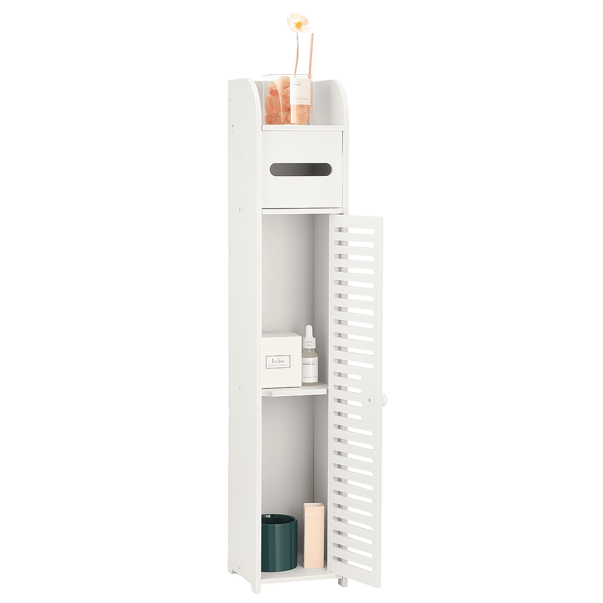 Oyajia Toilet Paper Holder Stand, Small Bathroom Storage for