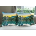 thumbnail image 6 of Ambesonne Nature Throw Pillow Cover 4 Pack, Sunrise at Lake, 16", Blue Green, 6 of 7