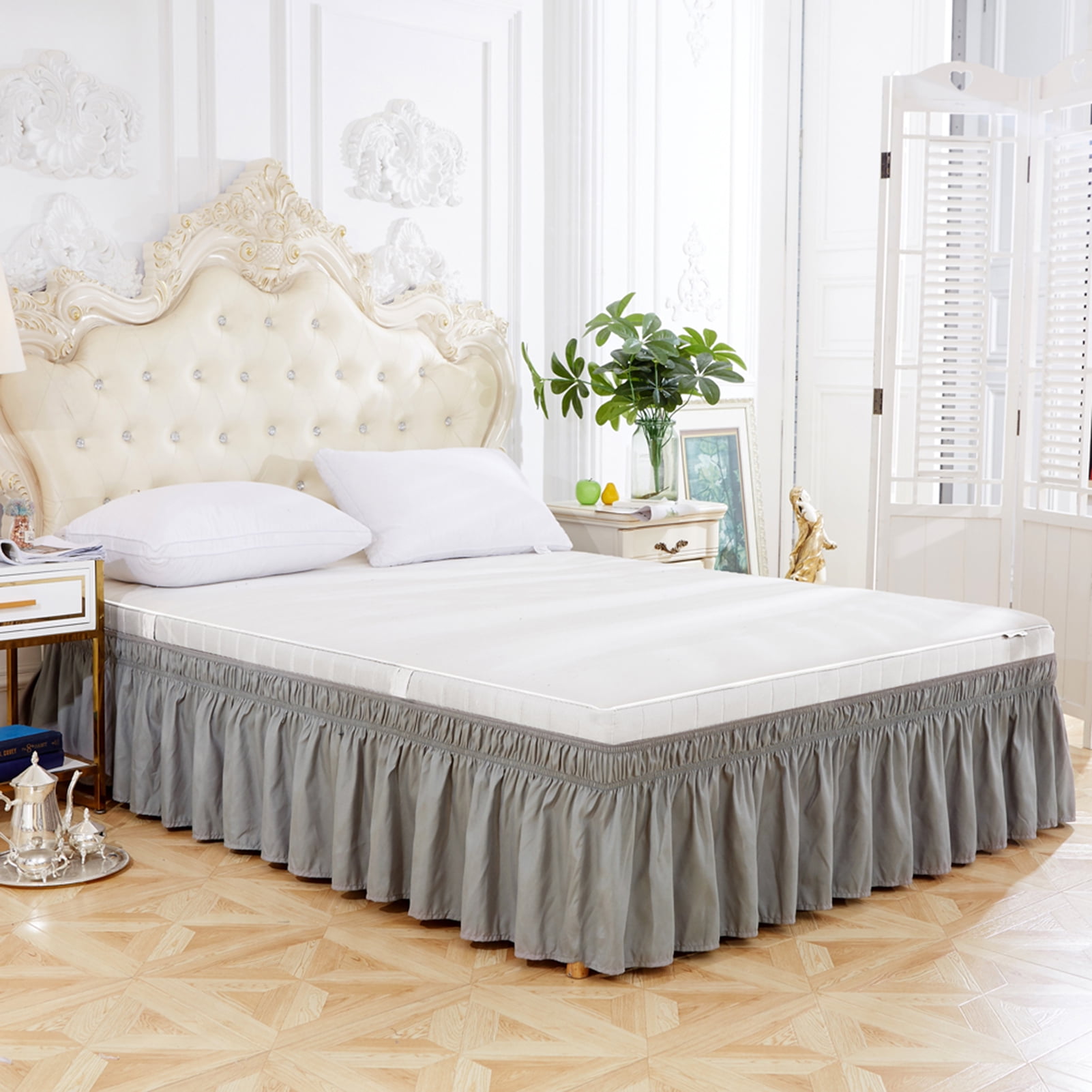 Bed Skirts,Wrap Around Bed Skirts With Adjustable Belts For Twin Beds