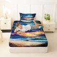 thumbnail image 4 of jejeloiu Tropical Sunset Twin Sheets,Beach Palm Print Bedding For Boys,Multicolor,3pcs,1 Fitted Sheet and 1 Pillowcase, 4 of 6