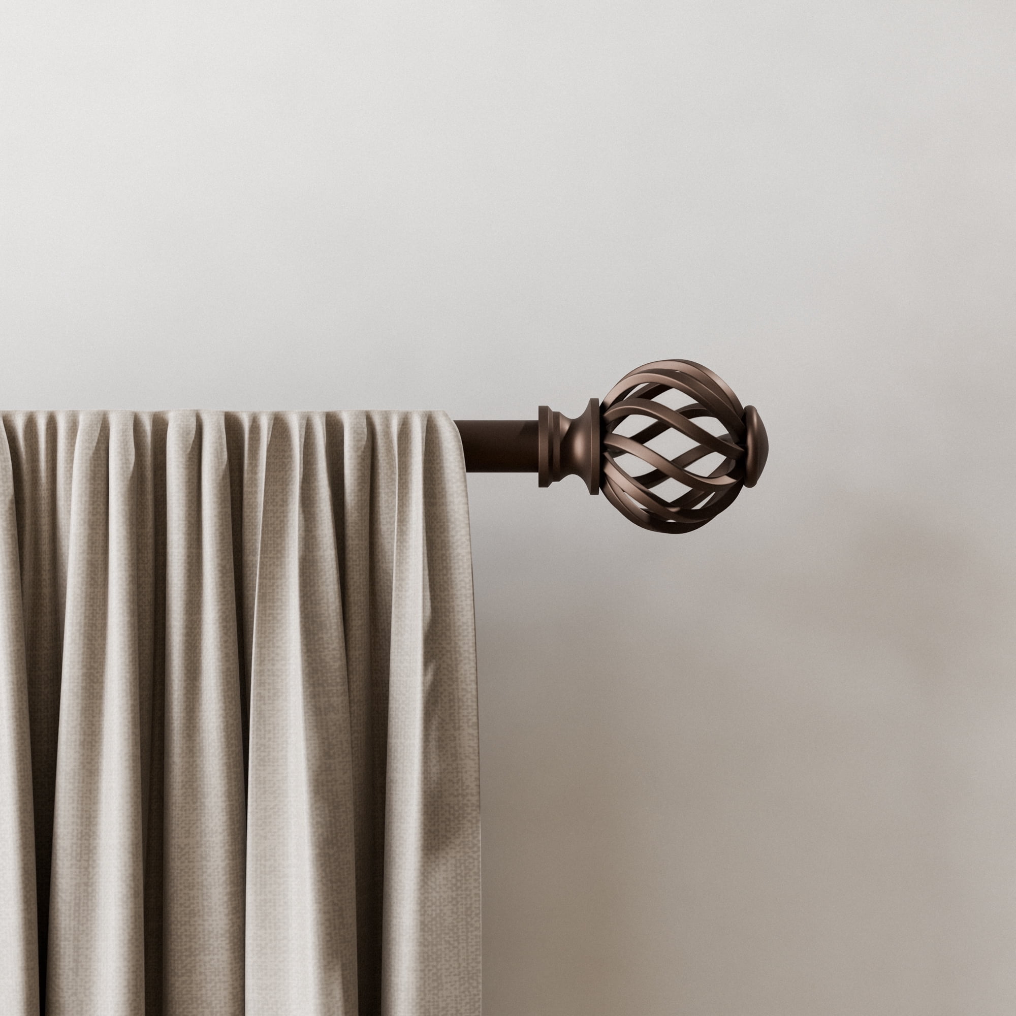 (3 pack) Mainstays 3/4" Bronze Twist Cage Adjustable Single Curtain Rod Set, 30-84"