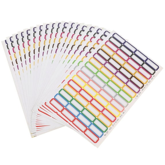 Worgeous 20 Sheet Name Tags Stickers With Colorful Border Self-Adhesive Name Tags Blank Writing Name Tags For Clothes Bottle For Home Office School