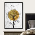 thumbnail image 3 of wall26 Framed Canvas Print Wall Art Yellow Vibrant Sun Black Forest Tree Birds Nature Animals Digital Art Modern Art Rustic Relax/Calm Multicolor for Living Room, Bedroom, Office - 24"x36", 3 of 5