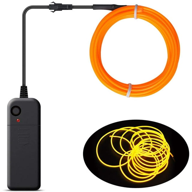 Wire Neon Light Cord EL Cable Neon Wire For Halloween Christmas Parties And Party Lighting (Yellow, 5m)