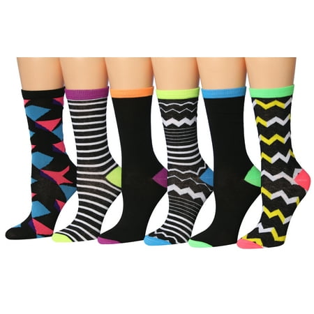 

Colorfut Women s 6-Pairs Colorful Funky Patterned Crew Dress Socks WC33-A
