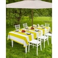 thumbnail image 4 of Yellow Striped Outdoor Tablecloth with Umbrella Hole & Zipper, Farmhouse Rectangle Tablecloth 60x84 Inch, Modern Yellow White Stripes Patio Table Cover Waterproof Table Cloth for Picnic/Party, 4 of 6