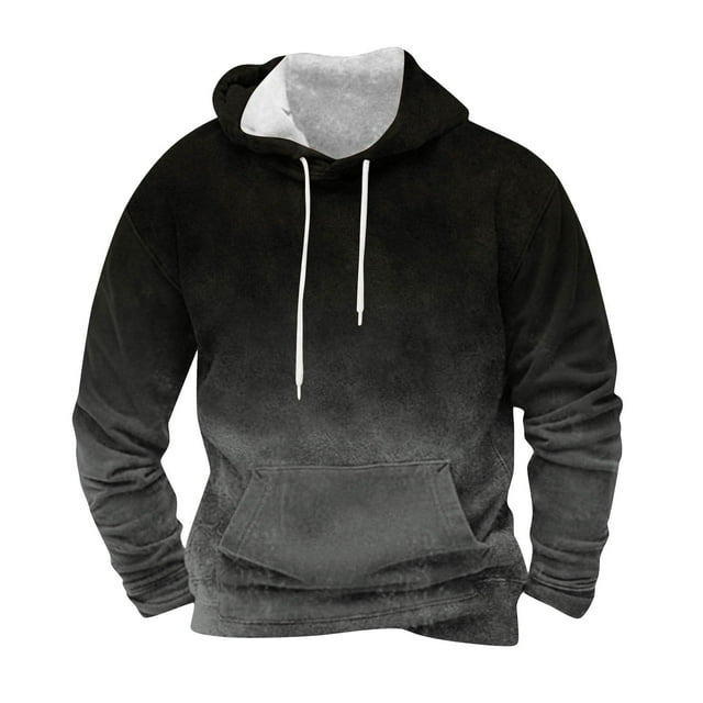 Sudadera con capucha para hombre, blusa con capucha y estampado de degradado de color, blusa de poliéster para hombre