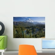 Mount Rainier with Lake Wall Mural by Wallmonkeys Peel and Stick Graphic (18 in W x 12 in H) WM11859