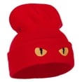 thumbnail image 4 of Cat Eyes Embroidered Long Beanie - Red OSFM, 4 of 5