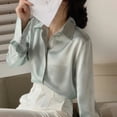 thumbnail image 3 of Blusa de satén de manga larga para mujer, camisas de Color sólido a la moda francesa, ropa de oficina para mujer, camisas elegantes para mujer, ropa coreana para mujer, 3 of 5