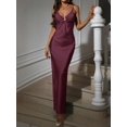 thumbnail image 6 of Chiquease Ruffled V‑Neck Hollow‑Out Spaghetti‑Strap Long Party Dress, Elegant Slip Gown for Holiday, Birthday and Formal Occasions, 6 of 12