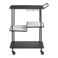 thumbnail image 4 of Constanza Bar Cart Black Serving Cart, Modern Style, Tinted Tempered Glass, Natural Marble rectangular shape tabletop, Steel, Indoor Bar, 4 of 5