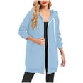 thumbnail image 5 of Zipper Long Hoodies for Women, Oversized Jacket Coat with Pocket, Casual Fall Long Sleeve Sweatshirts, 5 of 6