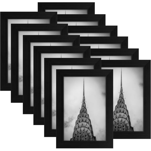 12Pcs Black Picture Frame Set, Gallery Photo Frames for Wall and Tabletop Display, 5x7 Outer Frame Fits 4x6 Pictures, Artificial Wood, Vertical Oblong Shape, Ideal for Modern Home Wall Decor