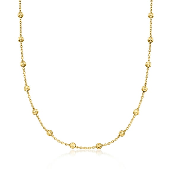 Ross-Simons Italian 18kt Gold Over Sterling Moon-Cut Bead Station Necklace, Women's, Adult