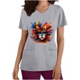 thumbnail image 2 of lcziwo Womens Mardi Gras Scrubs 2025 Spring Scrub Tops Carnival Funny Graphic Shirts Casual V Neck Medical Nursing Uniforms with Pockets Gray M My Orders Placed By Me, 2 of 6