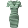 thumbnail image 2 of FashionOutfit Women's Lattice-Front Stripe Short Sleeves Dress, 2 of 3