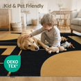 thumbnail image 4 of ODIKA 9'x12' Washable Area Rug Low Pile, Flatwoven, Black Gold Geometric Design Elegant Abstract Lines and Shapes for Modern Decor for Great Room, Indoor Concept, Large Living, 4 of 7