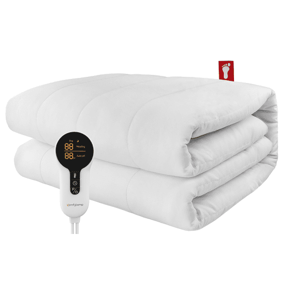 Comfytemp Twin Size Heated Mattress Pad, 40" x 75" Non-Slip Electric Mattress Cover with 12 Heat & Timers Settings, Dual Zone Control,