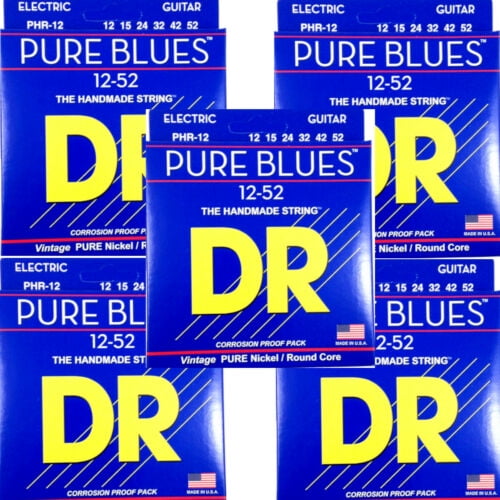 DR Guitar Strings Electric 5-Pack  Pure Blues Vintage Pure Nickel  12-52