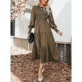 thumbnail image 4 of CUPSHE Women's Ruched Maxi Dress High Neck Long Sleeves Smocked Tiered, 4 of 5