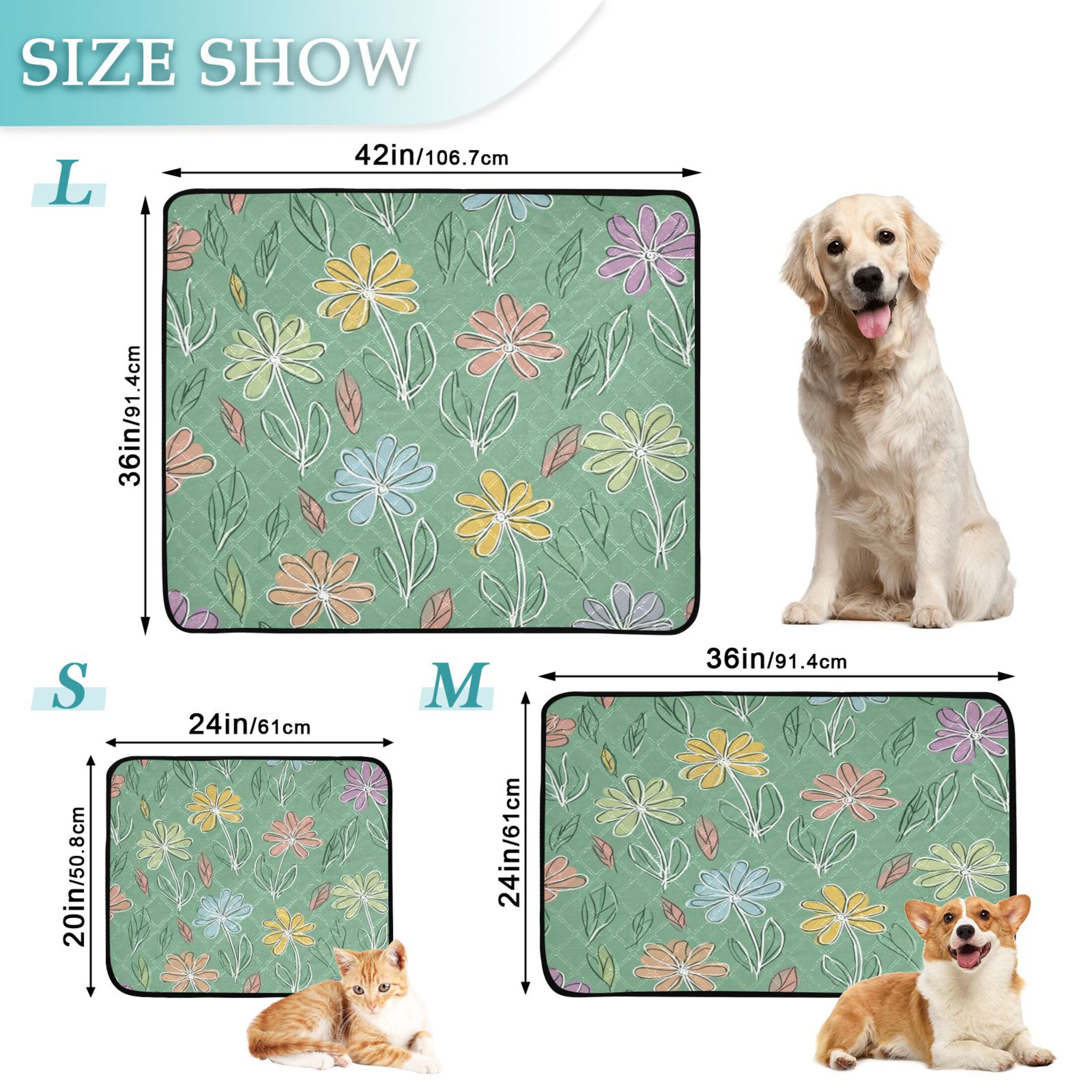 IAUYY Washable Pee Pads for Dogs Smallx3 Absorbent and Leak-Proof Non-Slip Reusable Puppy Pee Pads for Dogs Applicable to Playpen Potty Crate Blue and Beige Tones