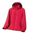 thumbnail image 1 of Lovzfmll Imperméable Coupe-Vent à Capuche pour Femmes, Manches Longues avec Poches Décontracté Rouge, TG, 1 of 4