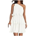 thumbnail image 2 of qolati Womens Dresses 2024 Summer Sleeveless Mini Dress Boho One Shoulder Ruffle Tiered Layered Chiffon Flowy A Line Dresses, 2 of 9