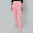 thumbnail image 2 of Brglopf Fleece Footed Pajamas for Women Winter Warm Elastic Waist Sweatpants Soft Comfy Casual Loose Loungewear Trousers with Feet Pink XL, 2 of 7
