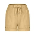 thumbnail image 6 of Olyvenn Fashion Womens Shorts Casual Summer Beach Drawstring Shorts with Pockets 5 Inch Loose Cute Vacation Trendy Lounge Clothes Khaki XXXL, 6 of 9