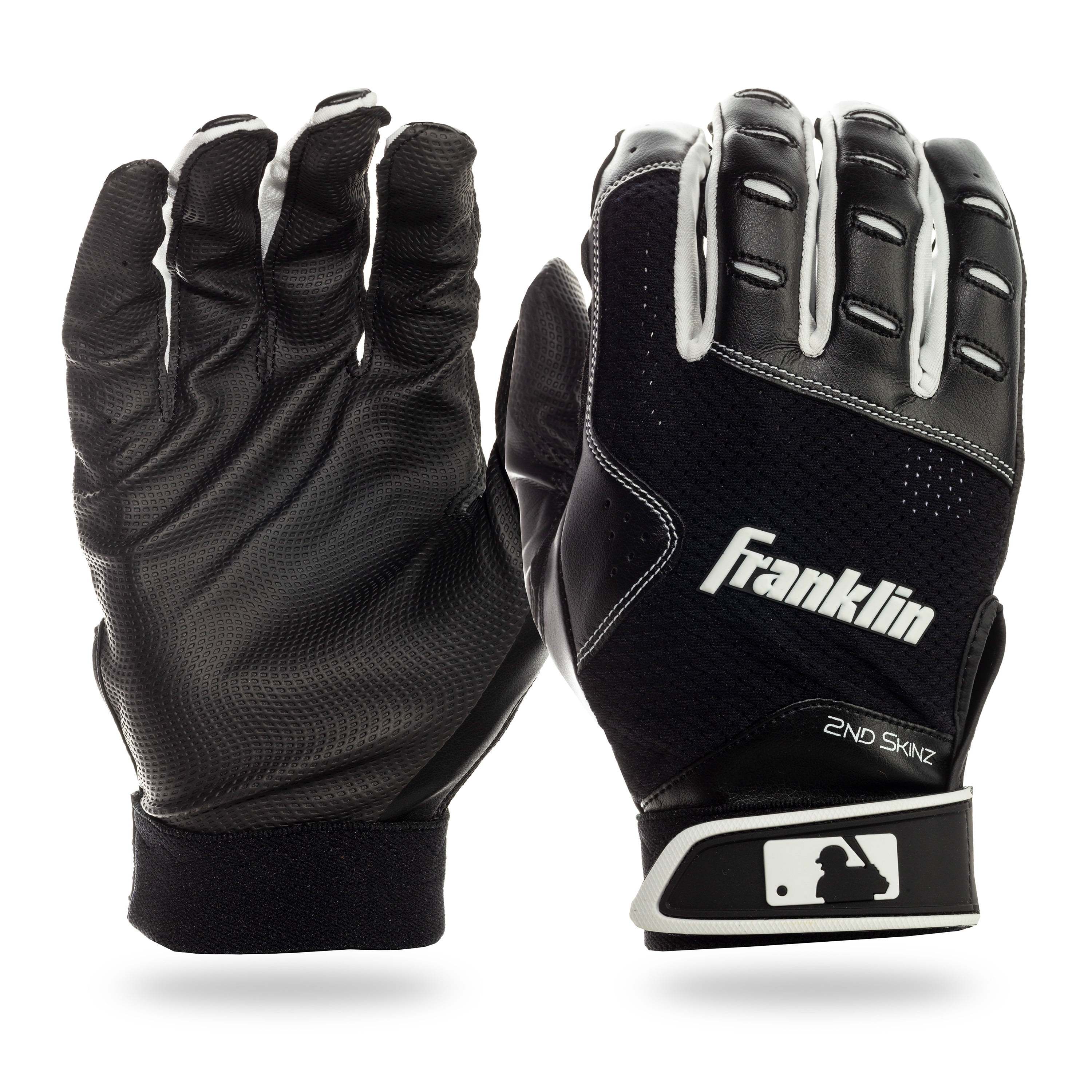 Franklin Sports 2nd Skinz XT Adult Batting Gloves, Small - Black/Gray/White